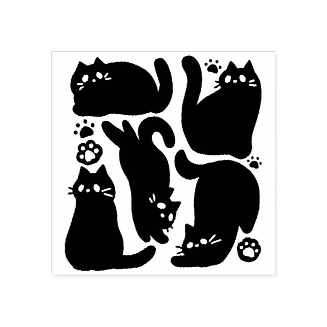 Black Cat Silhouetten - Niedliches Feline Design Gummistempel (Prägung)