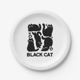 Black Cat Silhouetten - Niedliches Feline Design Pappteller