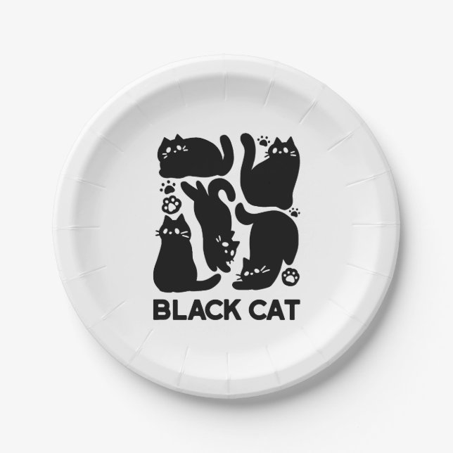 Black Cat Silhouetten - Niedliches Feline Design Pappteller (Vorderseite)