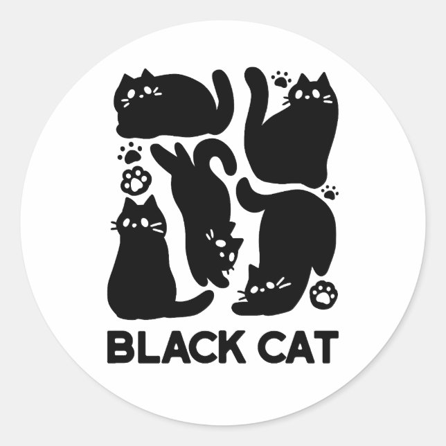 Black Cat Silhouetten - Niedliches Feline Design Runder Aufkleber (Vorderseite)