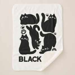Black Cat Silhouetten - Niedliches Feline Design Sherpadecke