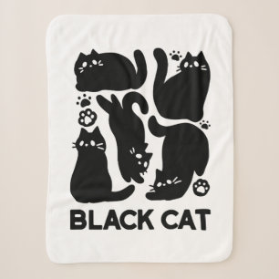 Black Cat Silhouetten - Niedliches Feline Design Sherpadecke