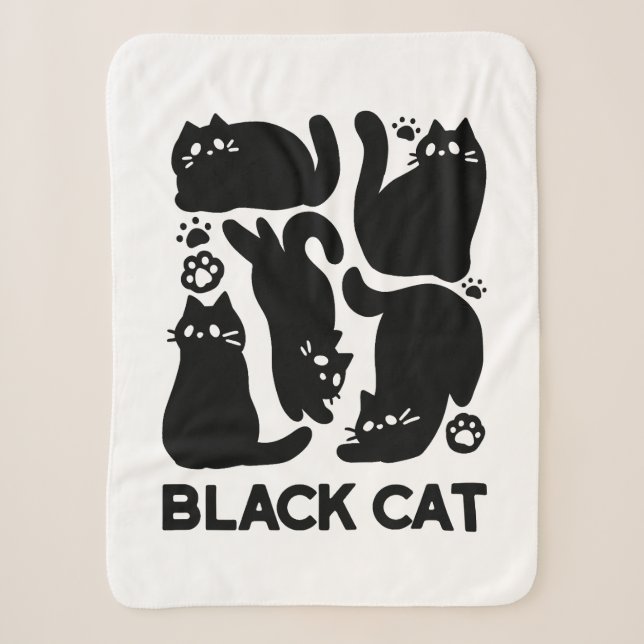 Black Cat Silhouetten - Niedliches Feline Design Sherpadecke (Vorderseite)