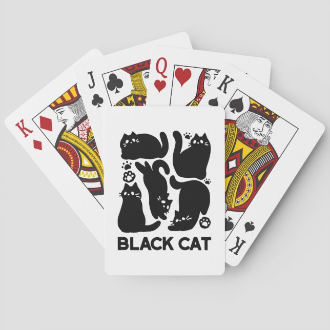 Black Cat Silhouetten - Niedliches Feline Design Spielkarten (Rückseite)