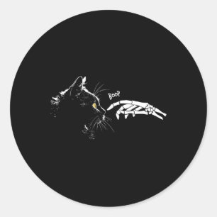Black Cat Skeleton Hand Boop Halloween Niedliche K Runder Aufkleber