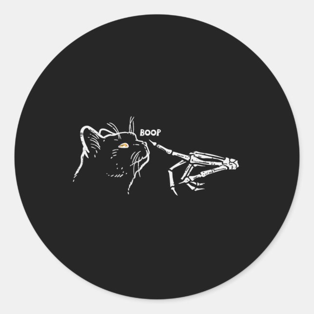 Black Cat Skeleton Hand Boop Halloween Pet Women G Runder Aufkleber (Vorderseite)