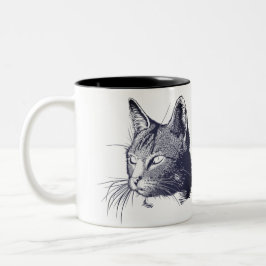 Black Cat Sketch Zweifarbige Tasse