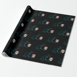 Black Cat & Skull Halloween Geschenkpapier