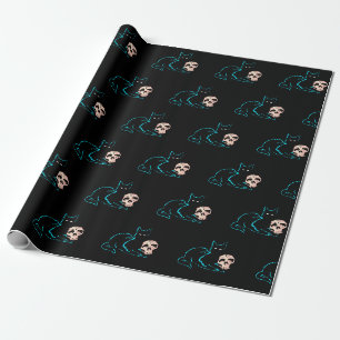 Black Cat & Skull Halloween Geschenkpapier