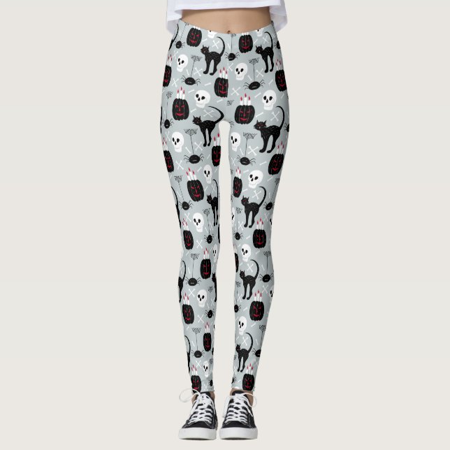 Black Cat Skull Leggings - FrauenHalloween-Kampf (Vorderseite)