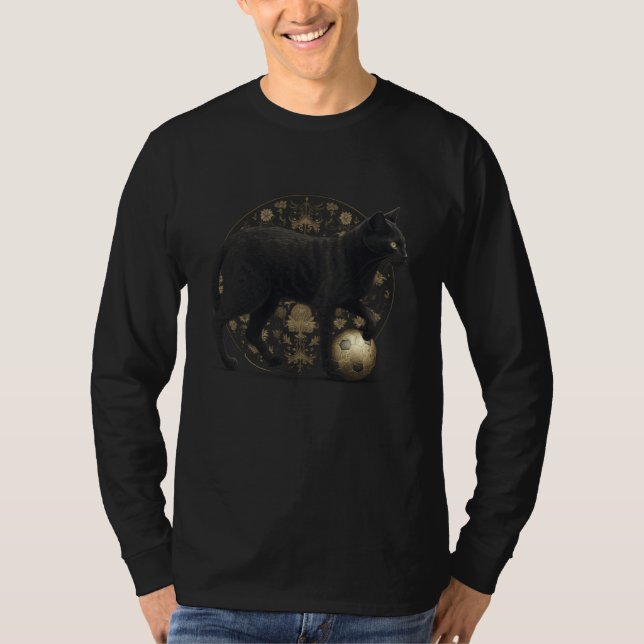 Black Cat Soccer Ball Cute Graphic Tees Men Women  (Vorderseite)