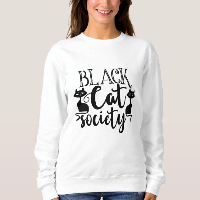Black Cat Society Funny Halloween Niedlich Sweatshirt (Vorderseite)