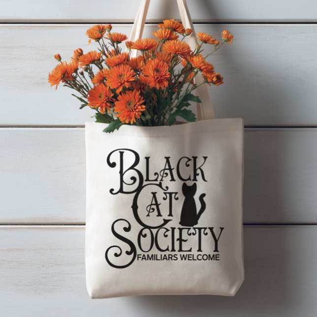 Black Cat Society Halloween Tragetasche (Fun Black Cat Tote Bag)