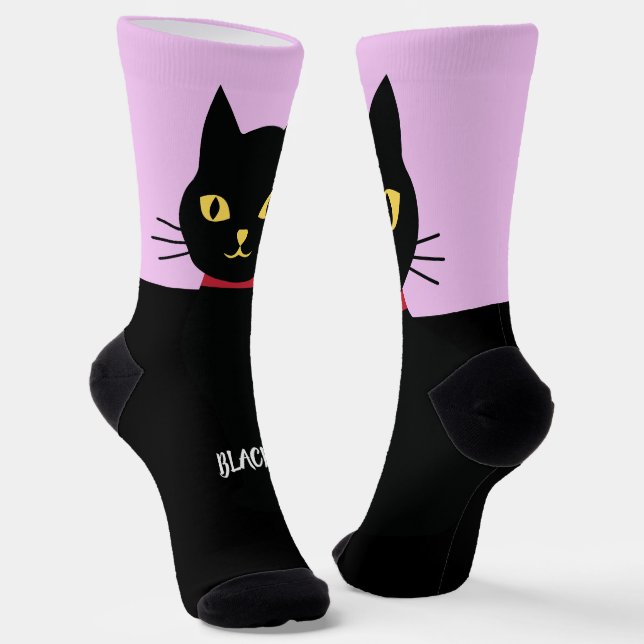 Black Cat Socks Gift for Cat Lovers Socken (Gewinkelt)