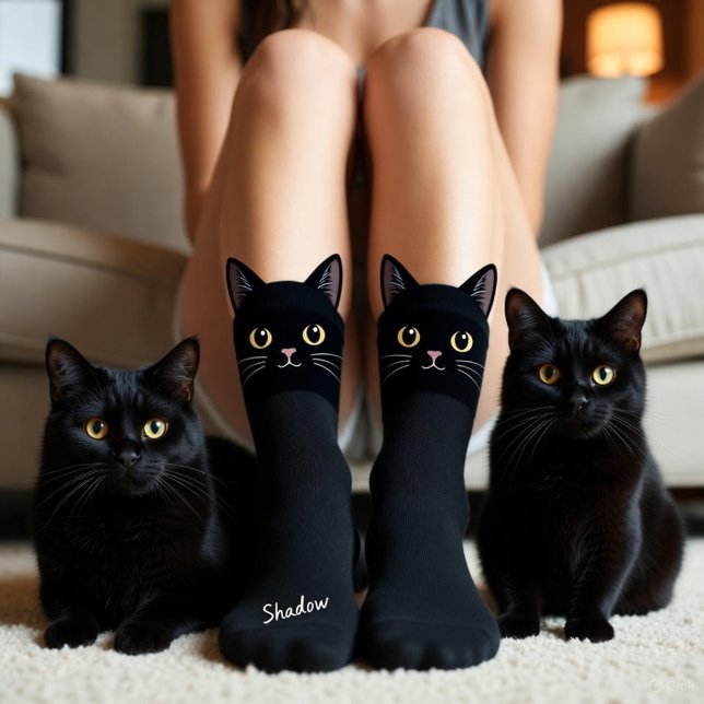 Black Cat Socks Gift for Cat Mom & Cat Dad Lovers Socken (Cute Black Cat Socks Gift Gor Cat Mom , Cat Dad And Cat Lovers, Cute Black Cat Tuxedo Socks Gift)