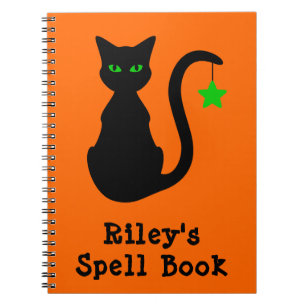 Black Cat Spell Book Notebook Notizblock