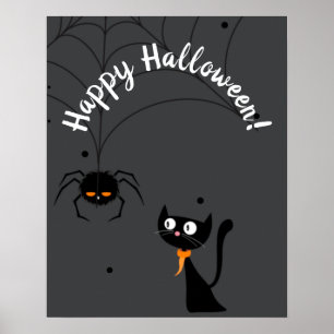 Black Cat & Spider Halloween Poster