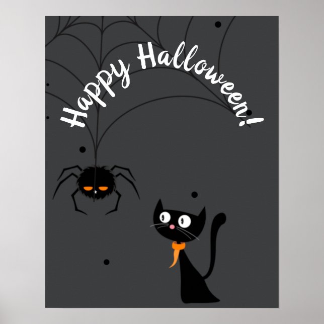 Black Cat & Spider Halloween Poster (Vorne)