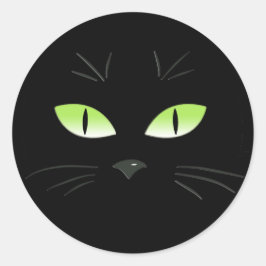 Black Cat Spooky Face Halloween Runder Aufkleber