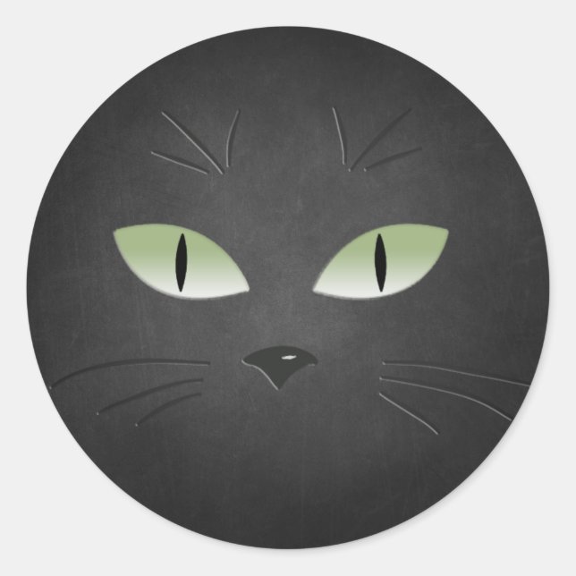 Black Cat Spooky Halloween Runder Aufkleber (Vorderseite)