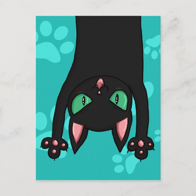 Black Cat Springen Postkarte (Vorderseite)