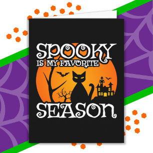 Black Cat Spuk Spooky Season Happy Halloween Karte
