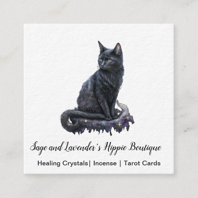 Black Cat Square Business Card Quadratische Visitenkarte (Vorderseite)