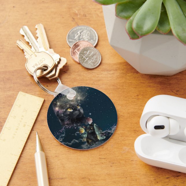 Black Cat Starry Night Schlüsselanhänger (Schreibtisch)