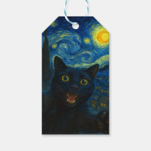 Black Cat Starry Night Van Gogh Cat Selfie Geschenkanhänger