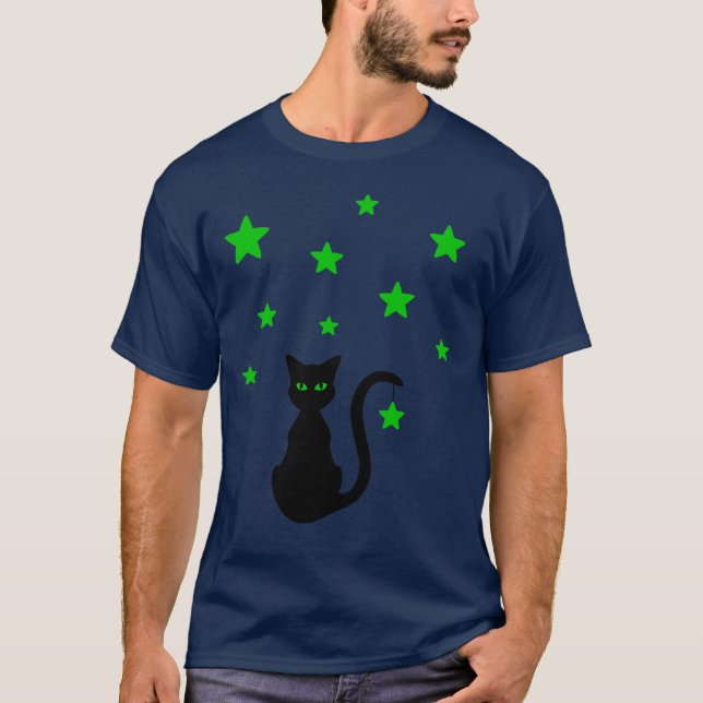 Black Cat Stars T - Shirt (Vorderseite)
