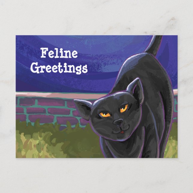 Black Cat Stationery Postkarte (Vorderseite)