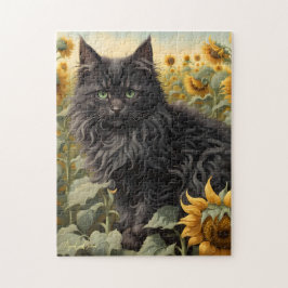 Black Cat Sunflower Puzzle
