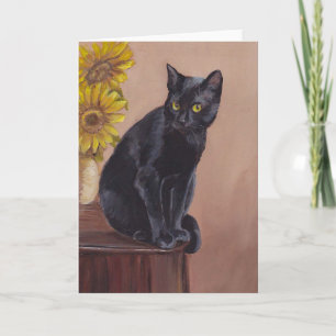 Black Cat & Sunflowers Karte