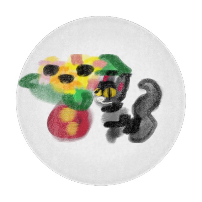 Black cat sunflowers  schneidebrett (Vorderseite)