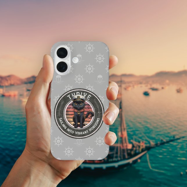 Black Cat Sunset: Eine Reise zu THRIVE iPhone 16 Hülle (Black Cat Sunset: A Voyage to THRIVE Case-Mate iPhone Case)