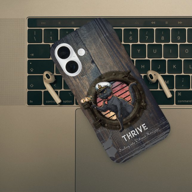 Black Cat Sunset: Eine Reise zu THRIVE iPhone 16 Hülle (Black Cat Sunset: A Voyage to THRIVE Case-Mate iPhone Case)