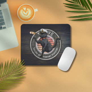 Black Cat Sunset: Eine Reise zu THRIVE Mousepad