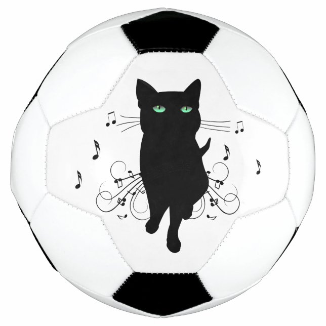 Black Cat Surrounded by Whispering Notes of Music Fußball (Vorderseite)