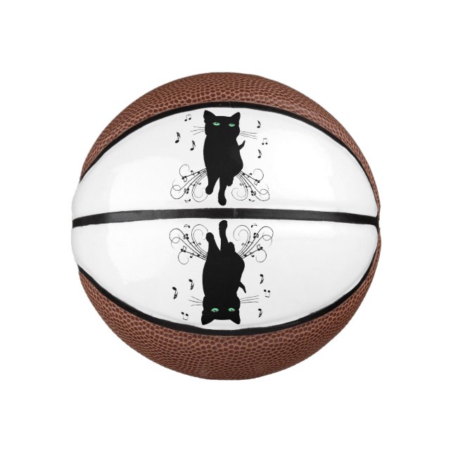 Black Cat Surrounded by Whispering Notes of Music Mini Basketball (Vorderseite)