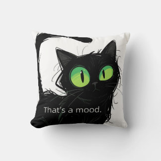 Black Cat "That's a Mood" Polyester Kissen