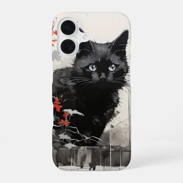 Black Cat Tinte iPhone 16 Hülle (Rückseite)