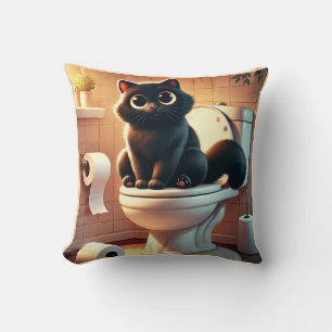 Black Cat Toilette - Funny Bath Art Kissen