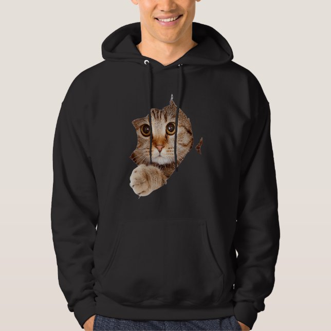 Black Cat Torn Cloth Cat  Cat Mom Kitten Hoodie (Vorderseite)