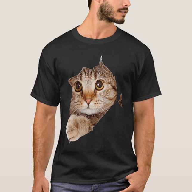 Black Cat Torn Cloth Cat  Cat Mom Kitten T-Shirt (Vorderseite)