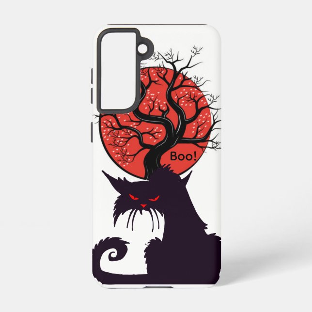 Black Cat Tree Samsung Galaxy Case – White Samsung Galaxy Hülle (Rückseite)