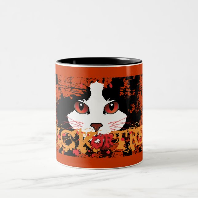 Black Cat Trick oder Treat Zweifarbige Tasse (Mittel)