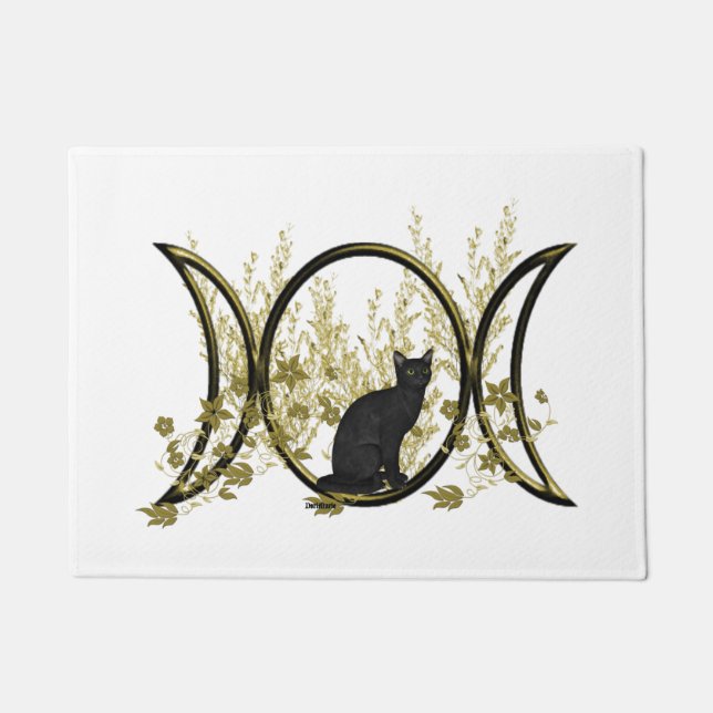 Black Cat Triple Moon Symbol Fußmatte (Vorderseite)