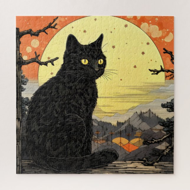 Black Cat Ukiyo-e (Vertikal)