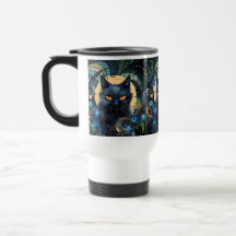 Black Cat und Celestial Moon Travel Mug