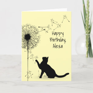 Black Cat und Dandelion Birthday Karte